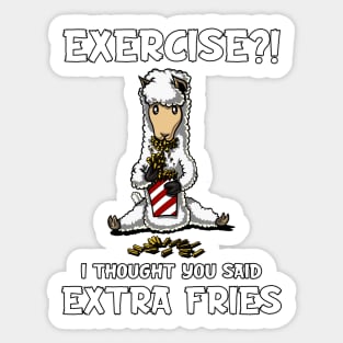 Llama Alpaca Exercise I Thought You Said Extra Fries Sticker